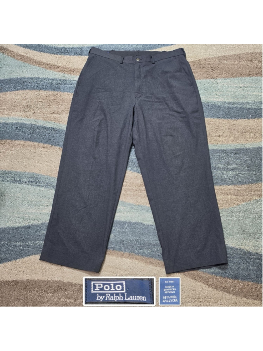 Polo Ralph Lauren Pants Mens 36x32 Gray Wool Blend Lined Dress Trouser Slacks
